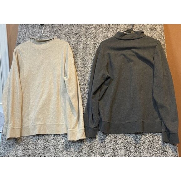 Polo Ralph Lauren Mens Large Set Of 2‎ Tan Grey Rib Sweatshirt 1/4 Zip Preppy - Picture 2 of 14